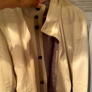 Mens theory slim fit jacket. Khaki, with standing collar. Fits like a slim L